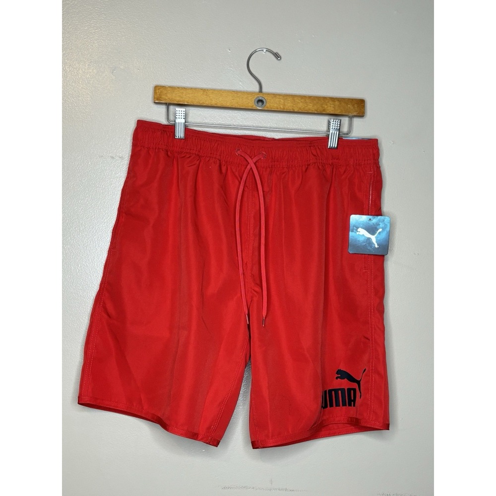 PUMA Swim Shorts Mens Size Large 8" Inseam Swim Trunks Red‎ Size Large